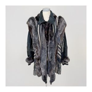 Vintage 1970’s Christine Vogdt Rare Raw Cut Fur Coat Boho Black Gold